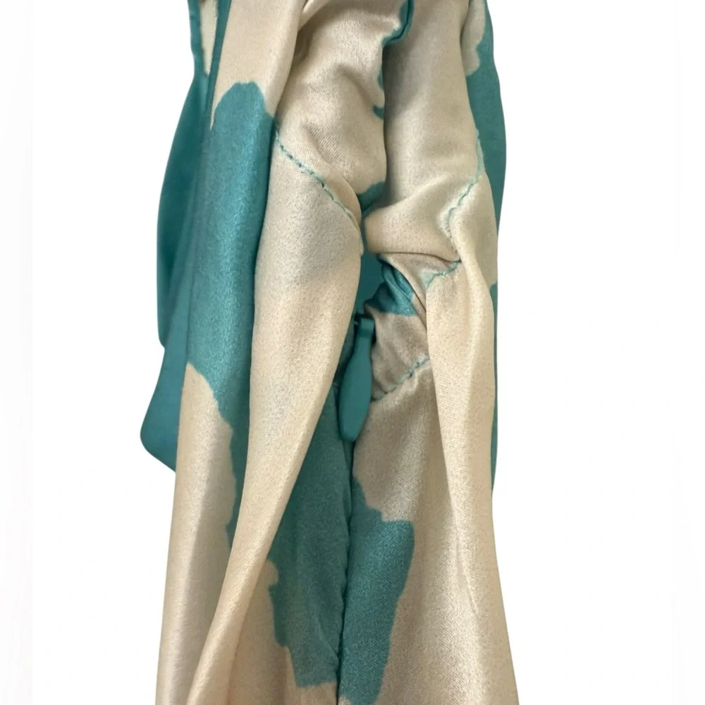 NWT Leo Lin Rachel Cowl Neck Silk Slip Dress Neptune Print in Sea Grass Size 12 - Picture 11 of 16